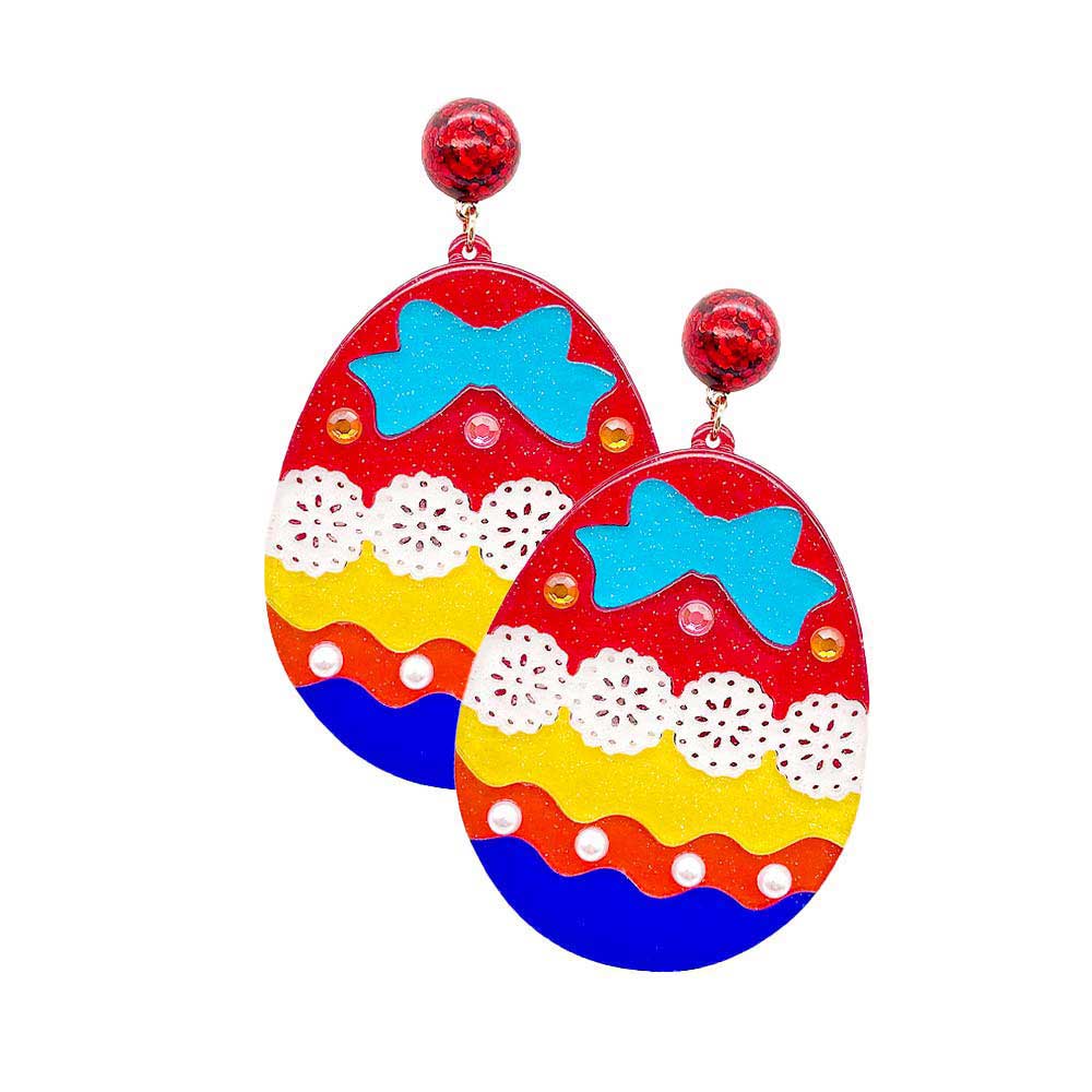 Ivory Glittered Resin Easter Egg Dangle Earrings, perfect for the festive season, embrace the Easter spirit with these cute earrings, these adorable dainty gift earrings are bound to cause a smile or two. Surprise your loved ones on this Easter Sunday occasion, great gift idea for Wife, Mom, or your Loving One.