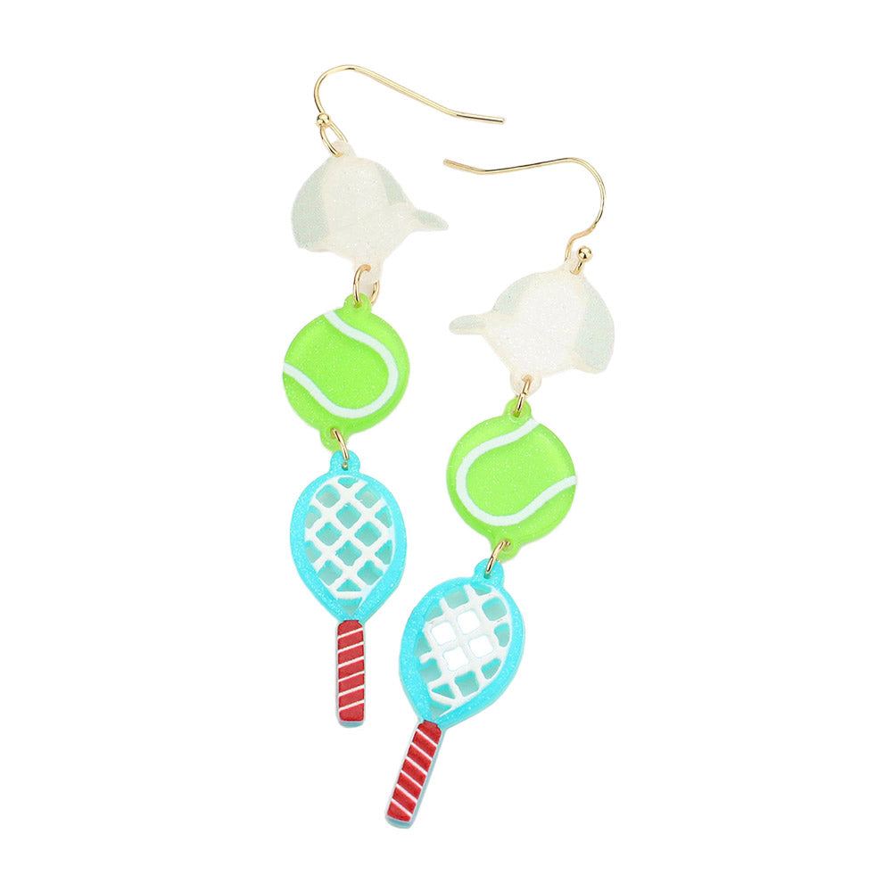 Multi Glittered Resin Tennis Link Dangle Earrings, attract beautifully and make you stand out from the crowd to show your trendy choice and declare your presence while cheering up your favorite team or player at the gallery. Gift someone or yourself these ultra-chic earrings to take a look up a notch. These sports-themed earrings are versatile enough for wearing straight through the week. Coordinate with any ensemble from business casual to daily wear to show your trendy choice. 