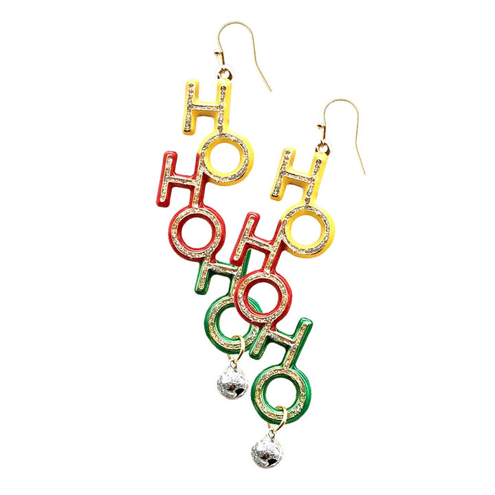 Multi HOHOHO Message Bell Dangle Drop Down Earrings,  enjoy this Christmas with an awesome look with these gorgeous HOHOHO Dangle Earrings. They will dangle on your earlobes to bring a unique and beautiful look & bring a smile to those who look at you at the Christmas party. Perfect Gift for Birthdays, Christmas, Stocking Stuffers, Secret Santa, BFF, etc. Enjoy this Christmas in style!