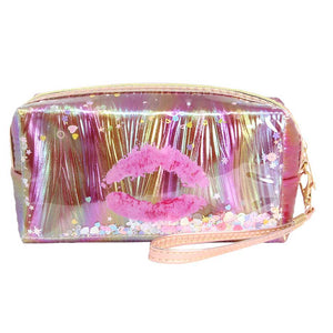 Multi Kiss Lips Shaker Glitter Pouch Bag. Show your trendy side with this awesome pouch bag. Have fun and look stylish. Versatile enough for carrying straight through the week, perfectly lightweight to carry around all day. Perfect Birthday Gift, Anniversary Gift, Mother's Day Gift, Graduation Gift, Valentine's Day Gift.