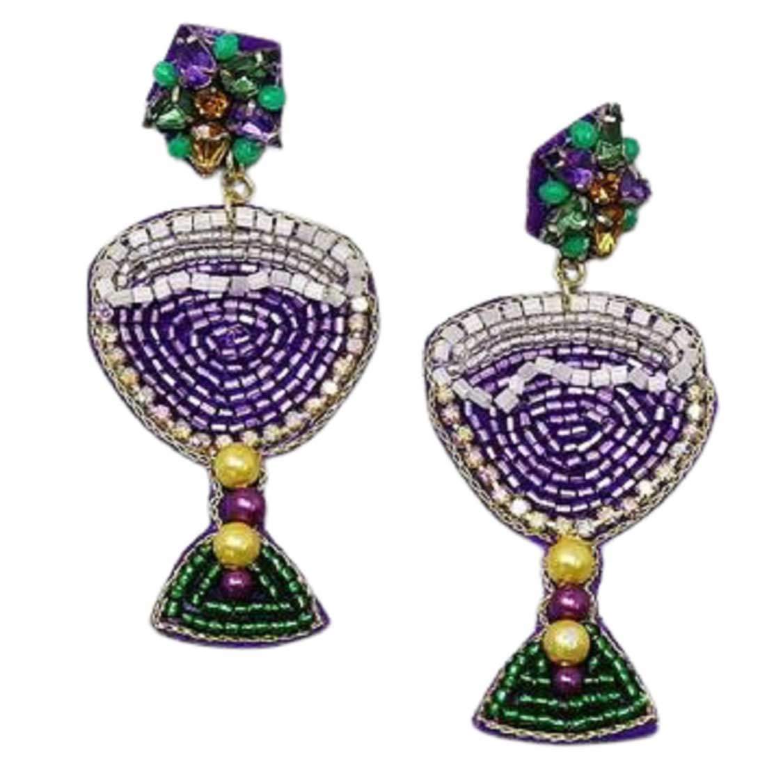 Multi Mardi Gras Cocktail Seed Bead Drop Earrings, are beautifully crafted earrings that drop on your earlobes with a perfect glow to make you stand out and show your unique and beautiful look everywhere. Put on a pop of color to complete your ensemble stylishly with these Mardi Gras-themed earrings. 