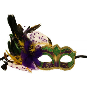 Multi Mardi Gras Masquerade Venetian Feather Mask, a beautiful Mardi Gras accessory that adds a nice look of you to the celebration whether you're in New Orleans or not. Regardless of where the festivals take place, share a celebratory atmosphere with this beautiful feather mask. Wear this stunning masquerade mask for fun and festive party costumes to make you look stand out.