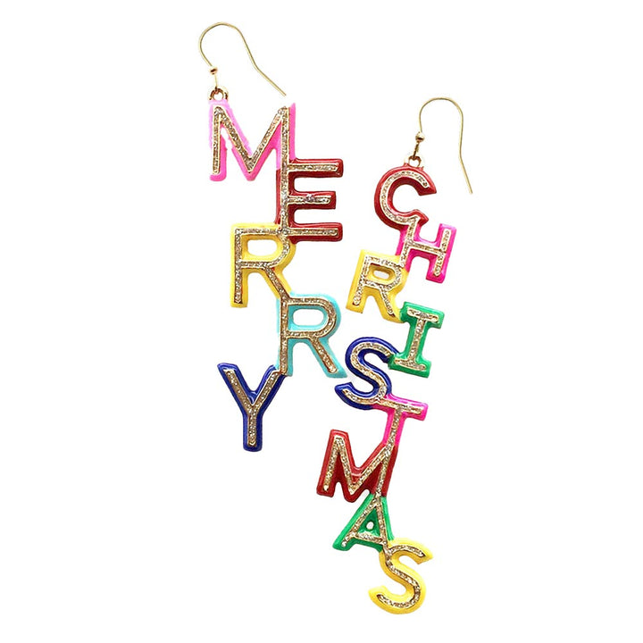 Multi Merry Christmas Message Drop Down Earrings, embrace the Christmas spirit with an awesome look with these gorgeous Merry Christmas message Earrings. They will dangle on your earlobes to bring a unique and festive look & bring a smile to those who look at you at the Christmas party. Perfect Gift for Birthdays, Christmas, Stocking Stuffers, Secret Santa, BFF, etc. Enjoy this Christmas party in gorgeous style!