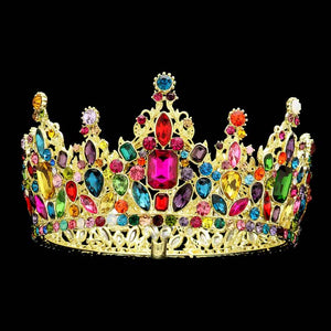 Multi Multi Stone Cluster Crown Tiara, This crown tiara is a classic royal tiara made from gorgeous stone accented is the epitome of elegance. Exquisite design with gorgeous color and brightness, makes you more eye-catching in the crowd and also it will make you more charming and pretty without fail
