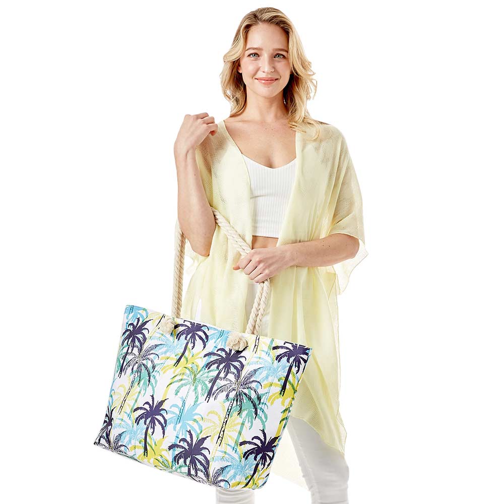 Multi Palm Tree Patterned Beach Tote Bag, This Palm tree patterned tote bag is versatile enough for wearing through the week, simple and leisurely, elegant and fashionable, suitable for women of all ages, and ultra-lightweight to carry around all day. The interior has enough capacity for keys, phones, cards, sunglasses, purses, lipsticks, books, and water bottles. This beach tote bag can hold up all your daily necessities.