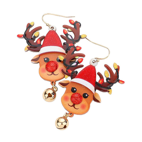 Multi Resin Rudolph Bell Dangle Earrings. After patiently waiting for Christmas morning to arrive, a brand new pair of Christmas dangle earrings will make the wait worthwhile. Get into the Christmas spirit with our gorgeous handcrafted Christmas earrings, they will dangle on your earlobes & bring a smile to those who look at you. Perfect Gift December Birthdays, Christmas, Stocking Stuffers, Secret Santa, BFF, etc. 