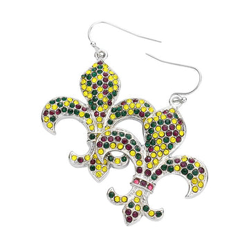 Multi Rhinestone Embellished Metal Fleur de Lis Dangle Earrings, are beautifully crafted earrings that dangle on your earlobes with a perfect glow to make you stand out and show your unique and beautiful look on Fleur de Lis. Put on a pop of color to complete your ensemble stylishly with these Fleur de Lis-themed earrings. Highlight your appearance and grasp everyone's eye at any place.