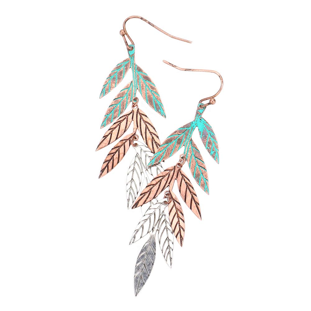 Multi Stunning Metal Leaf Dangle Earrings, fun handcrafted jewelry that fits your lifestyle and brings beautiful moments to your life adding a pop of pretty color. The beautifully crafted design adds a gorgeous glow to any outfit at any place, any time. Enhance your attire with these vibrant dangle earrings to show off your fun trendsetting style. Great gift idea for your Wife, Mom, or your Loving One. Stay trendy and beautiful