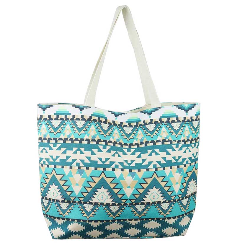 Multi Turquoise Trendy Aztec Pattern Tote Bag, This tote bag is versatile enough for wearing through the week, simple and leisurely, elegant and fashionable, suitable for women of all ages, and ultra-lightweight to carry around all day. The interior has enough capacity for keys, phones, cards, sunglasses, purses, lipsticks, books, and water bottles. This Aztec pattern tote bag can hold up all your daily necessities.