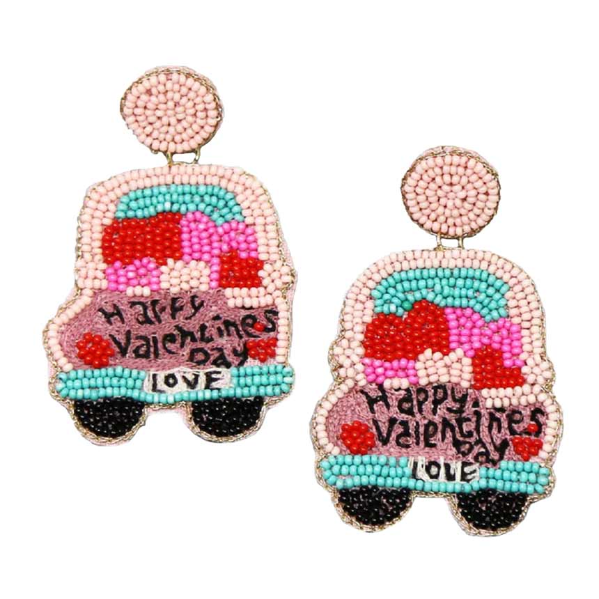 Multi Valentine's Day Car Seed Bead Drop Earrings, Take your love for statement accessorizing to a new level of affection with these seed-beaded drop earrings. Accent all of your dresses with the extra fun vibrant color with these car-drop earrings. Wear these lovely earrings to make you stand out from the crowd & show your trendy choice this valentine.