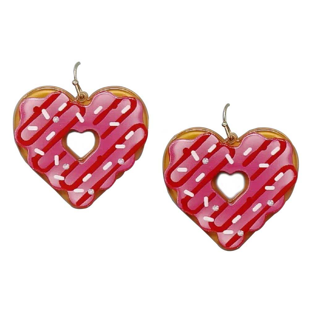 Multi Valentine's Donut Heart Acetate Earrings, An excellent piece of jewelry for this valentine. These valentine-themed earrings feature a cool, decidedly chic, and always fun. The rose heart earrings combine a heart with a beautiful palette crafted entirely. Fun handcrafted jewelry that fits your lifestyle adding a pop of pretty color. It is so comfortable to wear these lightweight cute earrings pair for every day of Valentine's week.