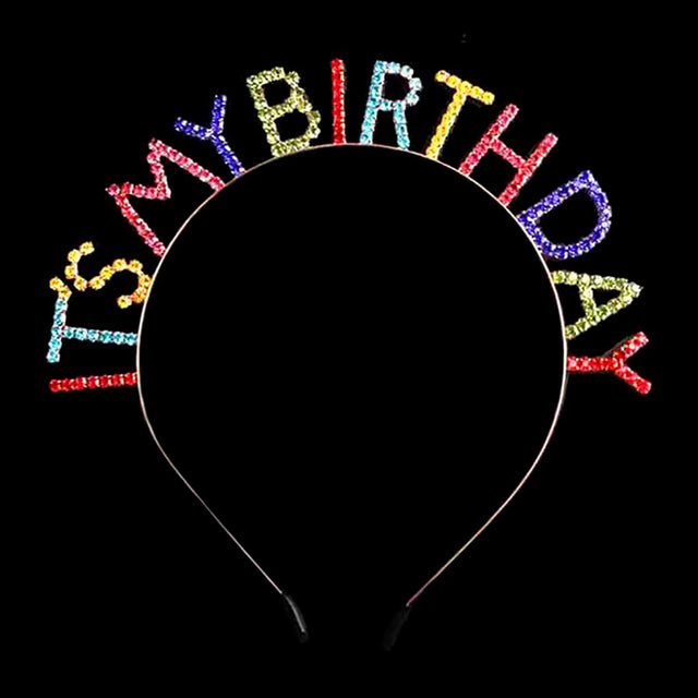 It’s My Birthday Rhinestone Headband - Multi - Headbands