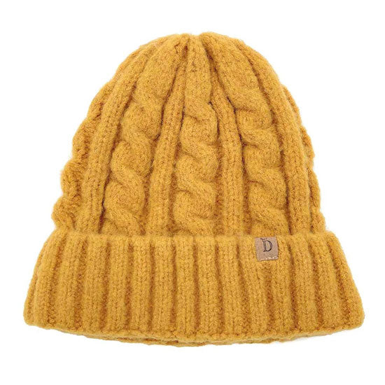 Mustard Acrylic One Size Cable Knit Cuff Beanie Hat, Before running out the door into the cool air, you’ll want to reach for these toasty beanie to keep your hands warm. Accessorize the fun way with these beanie, it's the autumnal touch you need to finish your outfit in style. Awesome winter gift accessory!