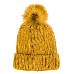 Mustard Ada Soft Cozy Cable Knit Pom Pom Beanie Hat Warm Knit Pom Pom Hat Winter Hat, before running out the door into the cool air, you’ll want to reach for this toasty beanie to keep you incredibly warm. Accessorize the fun way with this faux fur pom pom hat, it's the autumnal touch you need to finish your outfit in style. Awesome winter gift accessory!
