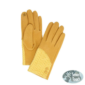 Mustard Cable Detailed Button Touch Smart Gloves, give your look so much eye-catching colors with beautifully crafted designs. It's a pair of cozy feel, very fashionable, attractive, cute-looking gloves in the winter season. It will allow you to easily use your electronic devices and touchscreens while keeping your fingers covered, and swiping away! A pair of these gloves are awesome winter gift for your family, friends, anyone you love, and even yourself. Complete your outfit in a trendy style!