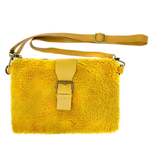 Mustard Fashionable Sherpa Fleece Belt Crossbody Bag, This high quality belt crossbody bag is both unique and stylish. perfect for money, credit cards, keys or coins, comes with a wristlet for easy carrying, light and simple. Look like the ultimate fashionista carrying this trendy Shimmery Sherpa Fleece Belt Crossbody Bag!