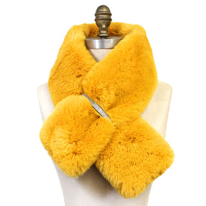 Mustard Faux Fur Bling Pull Through Scarf, delicate, warm, on trend & fabulous, a luxe addition to any cold-weather ensemble. Great for daily wear in the cold winter to protect you against chill, classic infinity-style scarf & amps up the glamour with plush material that feels amazing snuggled up against your cheeks.