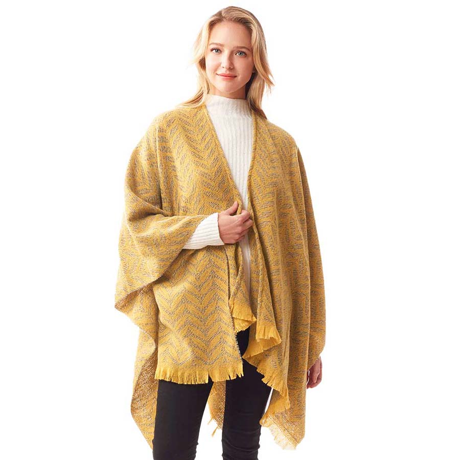Mustard Leaf Patterned Soft Poncho, is the perfect accessory for comfort, luxury, and trendiness. You can throw it on over so many pieces elevating any casual outfit! Awesome color variety and eye-catching look will enrich your luxe and glamour to a greater extent. Will surely be one of your favorite accessories. Perfect Gift for Wife, Mom, Birthday, Holiday, Christmas, Anniversary, Fun Night Out. Stay awesome with this beautiful poncho!