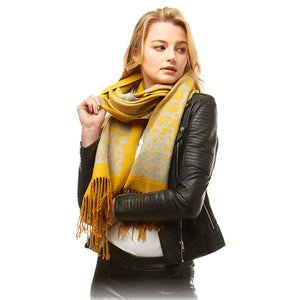 Mustard Leopard Pattern Cashmere Feel Oblong Scarf, on trend & fabulous, a luxe addition to any cold-weather ensemble. Great for daily wear in the cold winter to protect you against chill, classic infinity-style scarf & amps up the glamour with plush material that feels amazing snuggled up against your cheeks.
