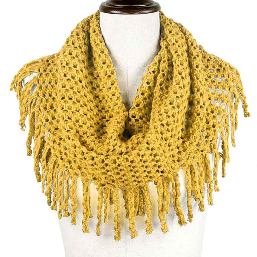Mustard Mini Tube Fringe Scarf, This comfortable scarf features a mini tube look available in a variety of bold colors. Full and versatile, this cute scarf is the perfect and cozy accessory to keep you warm and stylish. on trend & fabulous, a luxe addition to any cold-weather ensemble. You will always look chic and elegant wearing this feminine pieces. Great for everyday use in the chilly winter to ward against coldness. Awesome winter gift accessory!