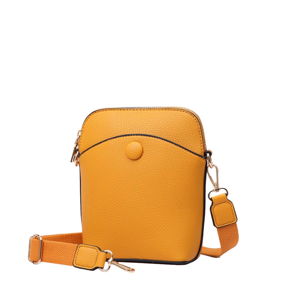 Mustard Pebbled Faux Leather Mini Crossbody Bag, is a beautiful and useful addition to your attire that amps up your confidence and beauty to a greater extent. You can carry all of your handy stuff all together in this mini crossbody bag. The beautiful color variations make it cool and more attractive while carrying. The Crossbody bag comes in a Solid color that will go with any outfit in perfect style. 