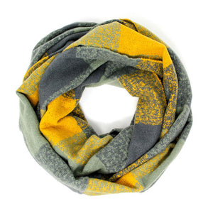 Mustard Plaid Boucle Warm Comfy Winter Infinity Scarf. Accent your look with this soft, highly versatile plaid scarf. A rugged staple brings a classic look, adds a pop of color & completes your outfit, keeping you cozy & toasty. Perfect Gift Birthday, Holiday, Christmas, Anniversary, Valentine's Day