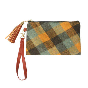 Mustard Plaid Check Wristlet Pouch Bag, gives you the most comfortable dealing with a trendy look. The color variety, lightweight, and size make the pouch perfect to grab according to your own choice. It includes an easy-carrying hand strap. It's a perfect gift for any occasion and a stylish accessory for any place.