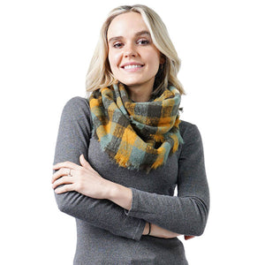 Mustard Plaid Check Infinity With Frayed Edge, accent your look with this soft, highly versatile infinity scarf. Great for daily wear in the cold winter to protect you against the chill. This classic infinity-style scarf amps up the glamour and fits with any outfits. It includes the plush material that feels amazing snuggled up against your cheeks. Stay trendy & fabulous with a luxe addition to any cold-weather ensemble with this beautiful scarf.