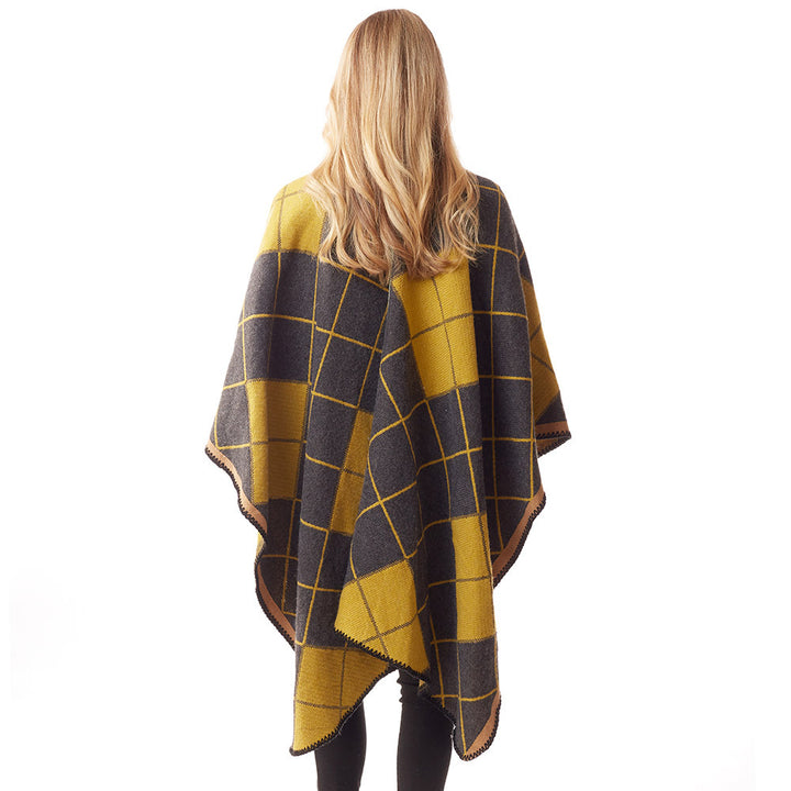 Plaid Check Patterned Stitch Ruana Shawl Vest Poncho, the perfect accessory, luxurious, trendy, super soft chic capelet, keeps you warm & toasty. You can throw it on over so many pieces elevating any casual outfit! Perfect Gift Birthday, Holiday, Christmas, Anniversary, Wife, Mom, Special Occasion