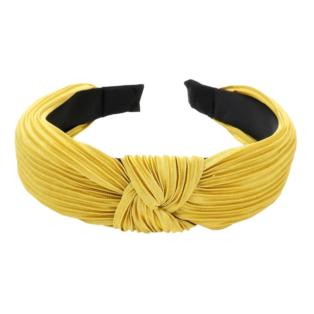 Mustard Pleated Knot Burnout Headband, create a natural & beautiful look while perfectly matching your color with the easy-to-use Knot Burnout Headband. Push your hair back and spice up any plain outfit with this headband! Perfect for everyday wear, special occasions, and more. Awesome gift idea for your loved one or yourself.