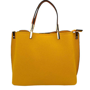 Mustard Simpler Times Bucket Crossbody Bags For Women. A great everyday casual shoulder bag composed of Faux leather. A simple design with subtle gold hardware details on the closure.  Magnetic snap closure for an inner zipper pouch opening spacious to hold your phone, wallet, and other essentials securely.