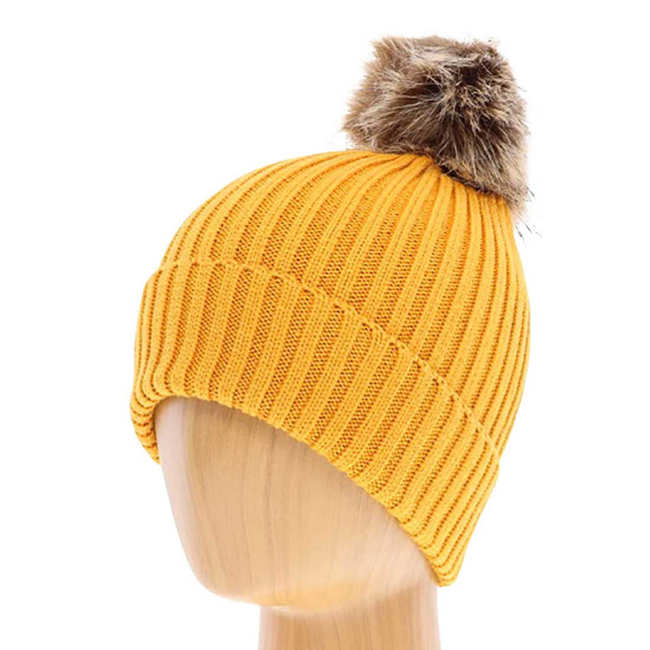 Mustard Soft Knit Faux Pom Pom Beanie Hat. From daily life to holidays, this super stylish beanie hat's cozy fabric will keep you looking great and feeling warm. It's elegant, comfortable, and fashionable. Perfect for casual, trips, holidays, sports, skiing, skating, hiking, etc. or simply just for cold weather. 