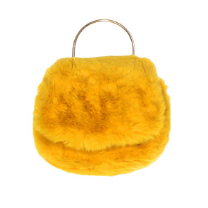 Mustard Solid Faux Fur Tote Crossbody Bag. This high quality Tote Crossbody Bag is both unique and stylish. Suitable for money, credit cards, keys or coins and many more things, light and gorgeous. perfectly lightweight to carry around all day. Look like the ultimate fashionista carrying this trendy faux fur Tote Crossbody Bag! Perfect Birthday Gift, Anniversary Gift, Mother's Day Gift, Graduation Gift, Valentine's Day Gift.