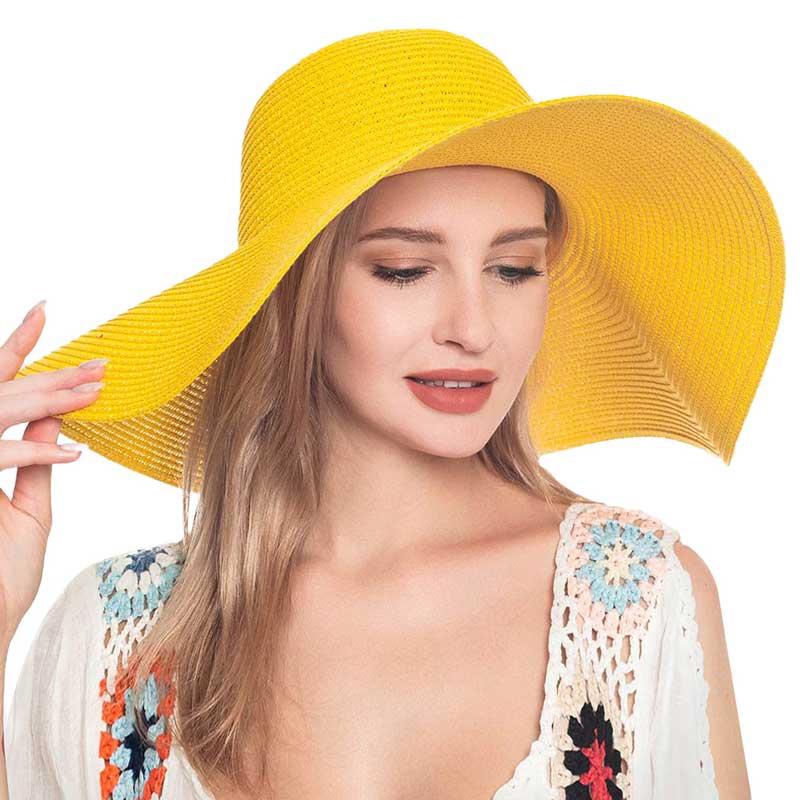 Mustard Solid Straw Sun Hat, This handy Portable Packable Roll Up Wide Brim Sun Visor UV Protection Floppy Crushable Straw Sun hat that block the sun off your face and neck. A great hat can keep you cool and comfortable. Large, comfortable, and ideal for travelers who are spending time in the outdoors.