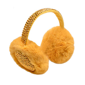 Mustard Studded Fluffy Plush Fur Foldable Earmuff, is soft & furry that will shield your ears from cold winter weather ensuring all-day comfort. The plush fur foldable design earmuff creates a cozy feel & gives you a trendy look. It's both comfy and fashionable. These are so soft and toasty that you’ll want to wear them everywhere, especially while running out of the door in the cold weather in the mood.