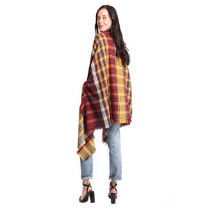 Mustard Tartan Check Front Pocket Poncho, is the perfect accessory to represent your beauty with comfortability. This sophisticated, flattering, and cozy poncho drapes beautifully for a relaxed, pulled-together look. A perfect gift accessory for your friends, family, and nearest and dearest ones. Suitable for Weekend, Work, Holiday, Beach, Party, Club, Night, Evening, Date, Casual and Other Occasions in Spring, Summer, and Autumn.