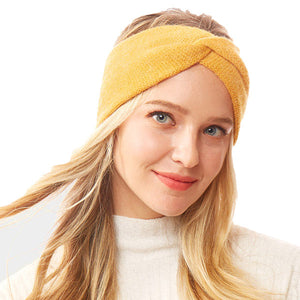 Mustard Twisted Knot Solid Soft Earmuff Headband Ear Warmer will shield your ears from cold winter weather ensuring all day comfort. Ear band is soft, comfortable and warm adding a touch of sleek style to your look, show off your trendsetting style when you wear this ear warmer and be protected in the cold winter winds.