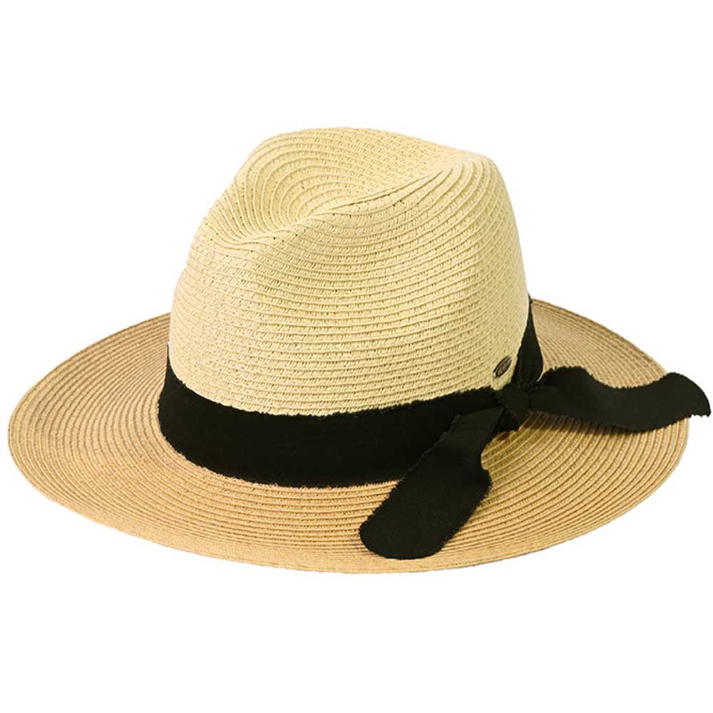 Natural C C Frayed Bow Trim Band Panama Hat, a beautiful & comfortable panama hat is suitable for summer wear to amp up your beauty & make you more comfortable everywhere. Excellent panama hat for wearing while gardening, traveling, boating, on a beach vacation, or to any other outdoor activities. A great cap can keep you cool and comfortable even when the sun is high in the sky.