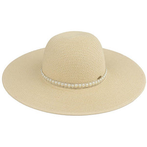 Natural C C Pearl Trim Band Straw Panama Hat, a beautiful & comfortable panama hat is suitable for summer wear to amp up your beauty & make you more comfortable everywhere. Excellent panama hat for wearing while gardening, traveling, boating, on a beach vacation, or to any other outdoor activities. A great cap can keep you cool and comfortable even when the sun is high in the sky. 