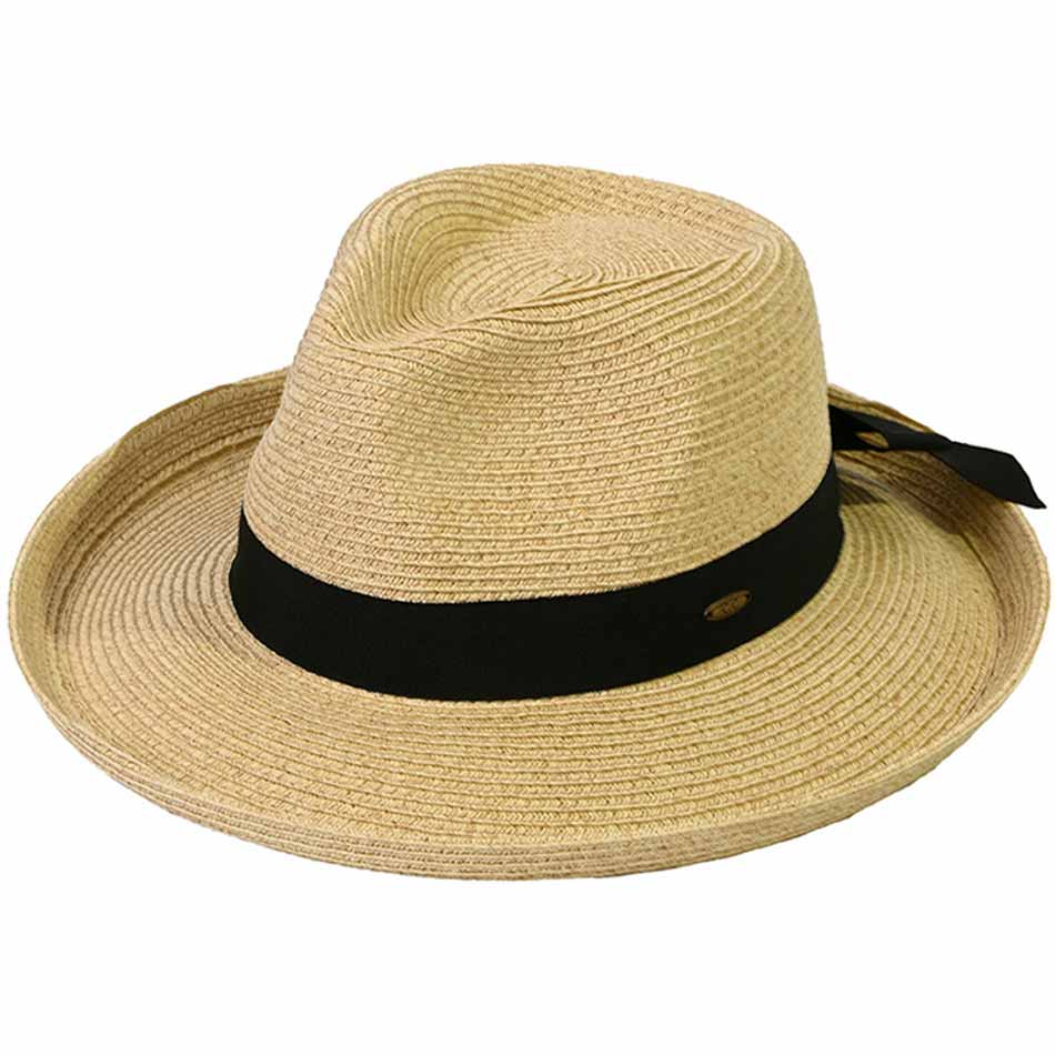 Natural C C Solid Bow Band Rolled Edge Panama Sunhat, a beautiful & comfortable panama sunhat is suitable for summer wear to amp up your beauty & make you more comfortable everywhere. Excellent panama sunhat for wearing while gardening, traveling, boating, on a beach vacation, or to any other outdoor activities.