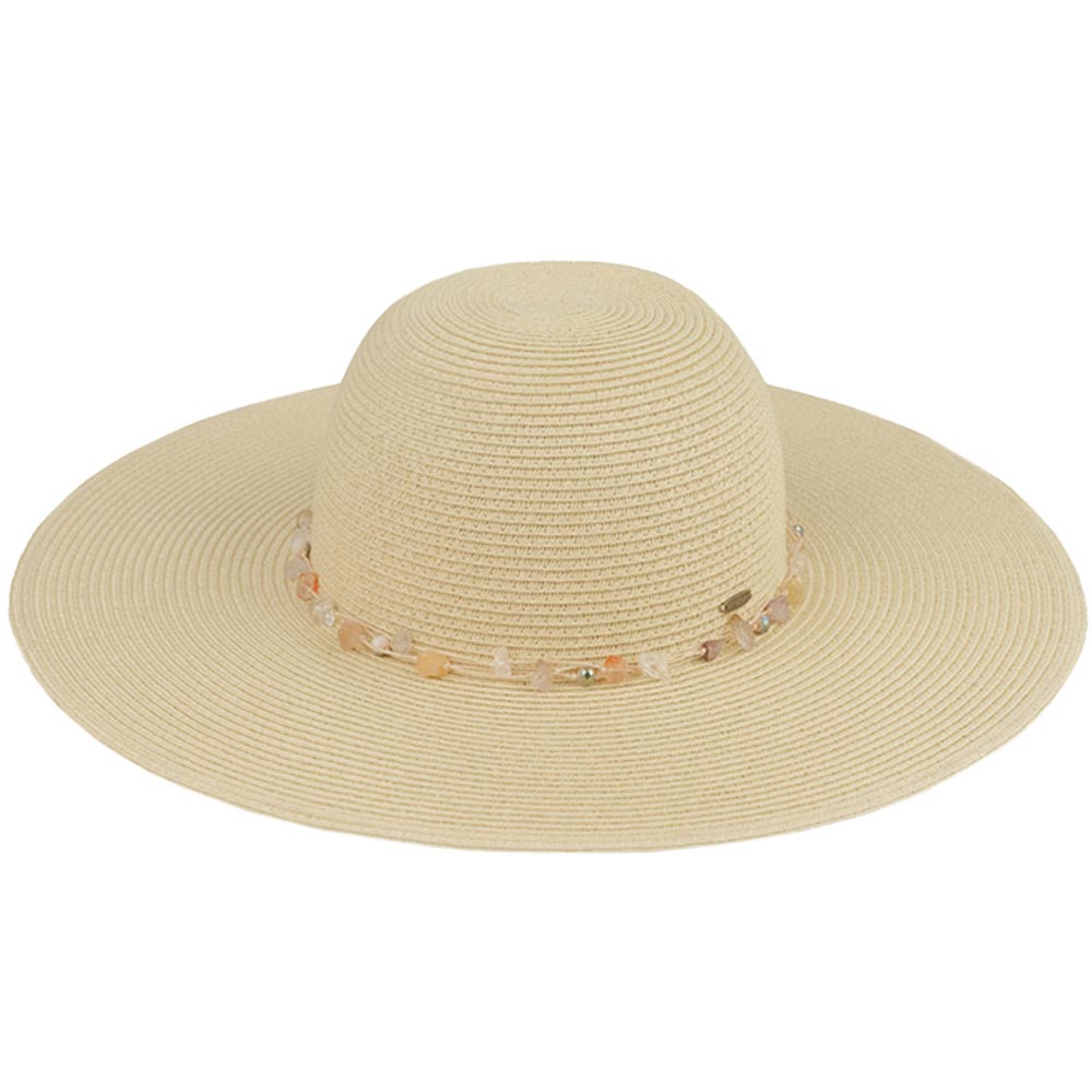 Coral C.C Gem Stone String Trim Straw Wide Brim Sunhat, Keep your styles on even when relaxing at the pool or playing at the beach. Large, comfortable, and perfect for keeping the sun off your face, neck, and shoulders. Perfect summer, beach accessory. Ideal for travelers who are on vacation or just spending some time in the great outdoors. A great sunhat can keep you cool and comfortable even when the sun is high in the sky. 