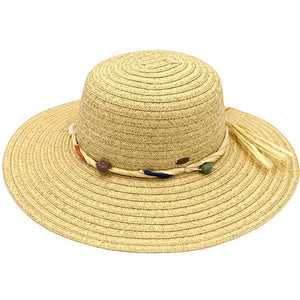 Natural C.C Wide Brim Stone Trim Band Sunhat, Keep your styles on even when you are relaxing at the pool or playing at the beach. Large, comfortable, and perfect for keeping the sun off of your face, neck, and shoulders. Perfect summer, beach accessory. Ideal for travelers who are on vacation or just spending some time in the great outdoors.