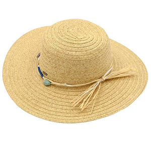 Natural C.C Wide Brim Stone Trim Band Sunhat, Keep your styles on even when you are relaxing at the pool or playing at the beach. Large, comfortable, and perfect for keeping the sun off of your face, neck, and shoulders. Perfect summer, beach accessory. Ideal for travelers who are on vacation or just spending some time in the great outdoors.