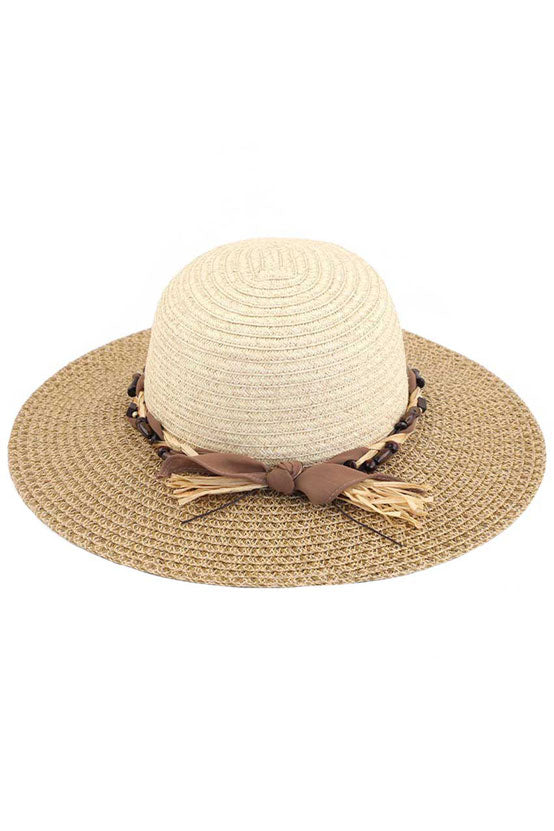 Natural C.C Wooden Beads Braids trim  Two Tone Hat, adds a great accent to your wardrobe, Unique, timeless and classic Hat looks cool and fashionable. Perfect for that bad hair day, or simply casual everyday wear; Perfect for bad hair days or simply casual everyday wear; Great gift for that fashionable on-trend friend. Perfect Gift Birthday, Holiday, Christmas . 