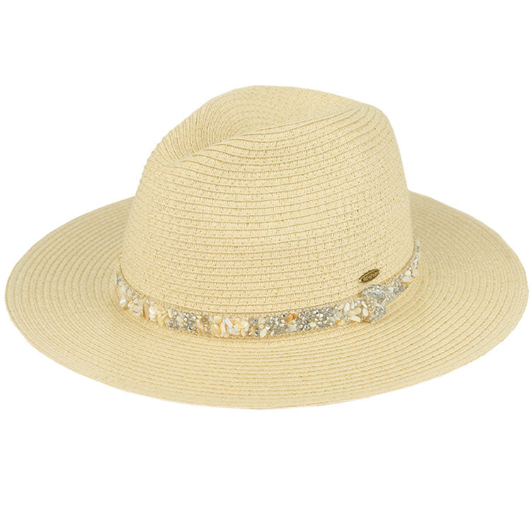 Natural Natural C.C Gem Stone Trim Band Straw Panama Sunhat, Keep your styles on even when relaxing at the pool or playing at the beach. Large, comfortable, and perfect for keeping the sun off your face, neck, and shoulders. Perfect summer, beach accessory. Ideal for travelers who are on vacation or just spending some time in the great outdoors. A great sunhat can keep you cool and comfortable even when the sun is high in the sky. 