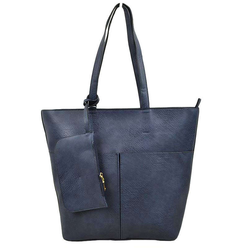 Navy 3 In 1 Large Soft  Leather Women's Tote Handbags, There's spacious and soft leather tote offers triple the styling options. Featuring a spacious profile and a removable pouch makes it an amazing everyday go-to bag. Spacious enough for carrying any and all of your outgoing essentials. The straps helps carrying this shoulder bag comfortably. Perfect as a beach bag to carry foods, drinks, big beach blanket, towels, swimsuit, toys, flip flops, sun screen and more.