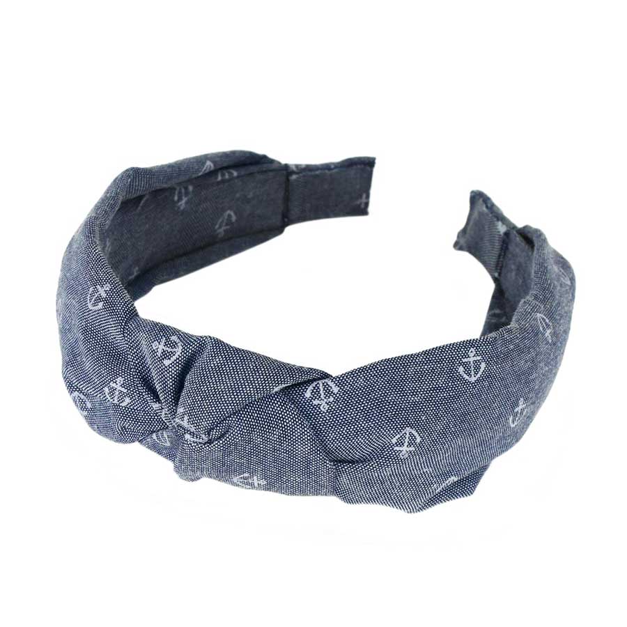 Navy Anchor Patterned Burnout Knot Headband, create a natural & beautiful look while perfectly matching your color with the easy-to-use anchor patterned knot headband. Push your hair back and spice up any plain outfit with this knot anchor patterned headband! Be the ultimate trendsetter & be prepared to receive compliments wearing this chic headband with all your stylish outfits!