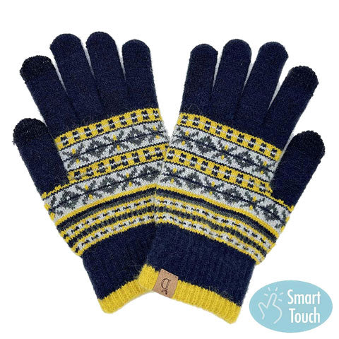 Navy Aztec Patterned Knit Smart Gloves, gives your look so much eye-catching texture with Lining embellishment, a cozy feel, very fashionable, attractive, cute looking in winter season. These warm gloves will allow you to use your electronic device with ease. Perfect Gift!