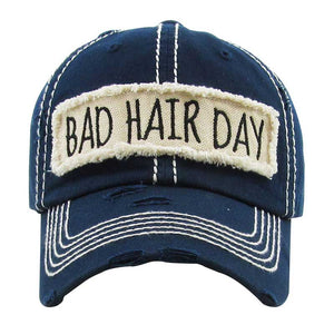 Navy Distressed Bad Hair Day Lavendar Baseball Cap, cool vintage cap turns your bad hair day into a good day. Faded color, embroidered patch and contrast stitching cap with fun statement will be your favorite. Birthday Gift, Mother's Day Gift, Anniversary Gift, Thank you Gift, Regalo Cumpleanos, Regalo Dia de la Madre, Sports Day
