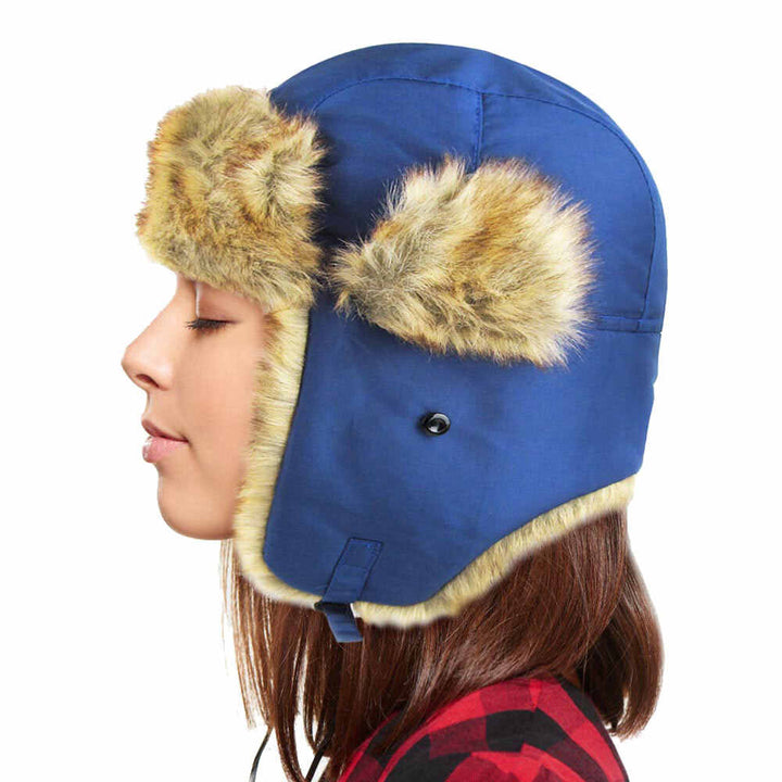 Navy Faux Fur Trimmed Solid Trapper Hat Soft Faux Fur Hat Warm Fleece Lined Hat very comfortable winter hat is so soft, it’s plush Ear Flaps will keep you oh so warm, the faux fur lining keeps you toasty in the coldest weather. A cold winter must have! Perfect Gift Birthday, Christmas, Holiday, Anniversary, etc.